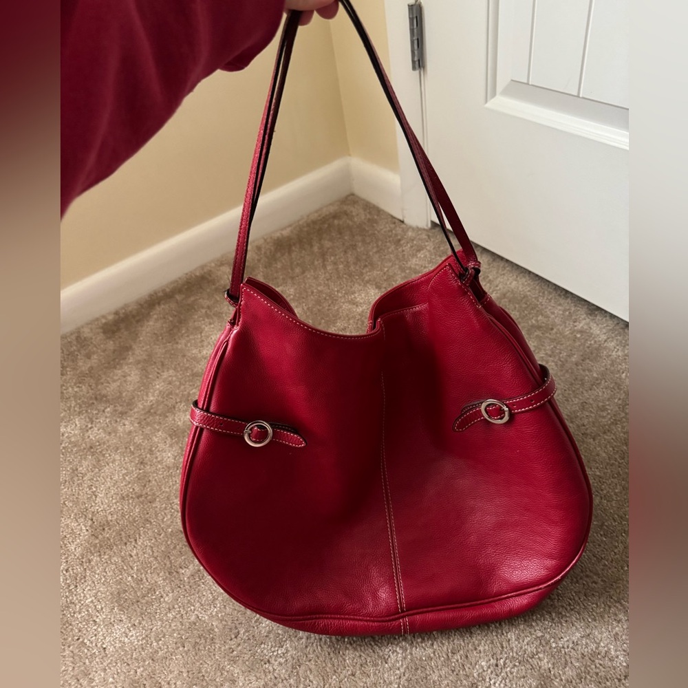 Adrienne Vittadini Red 100% Leather Shoulder Bag